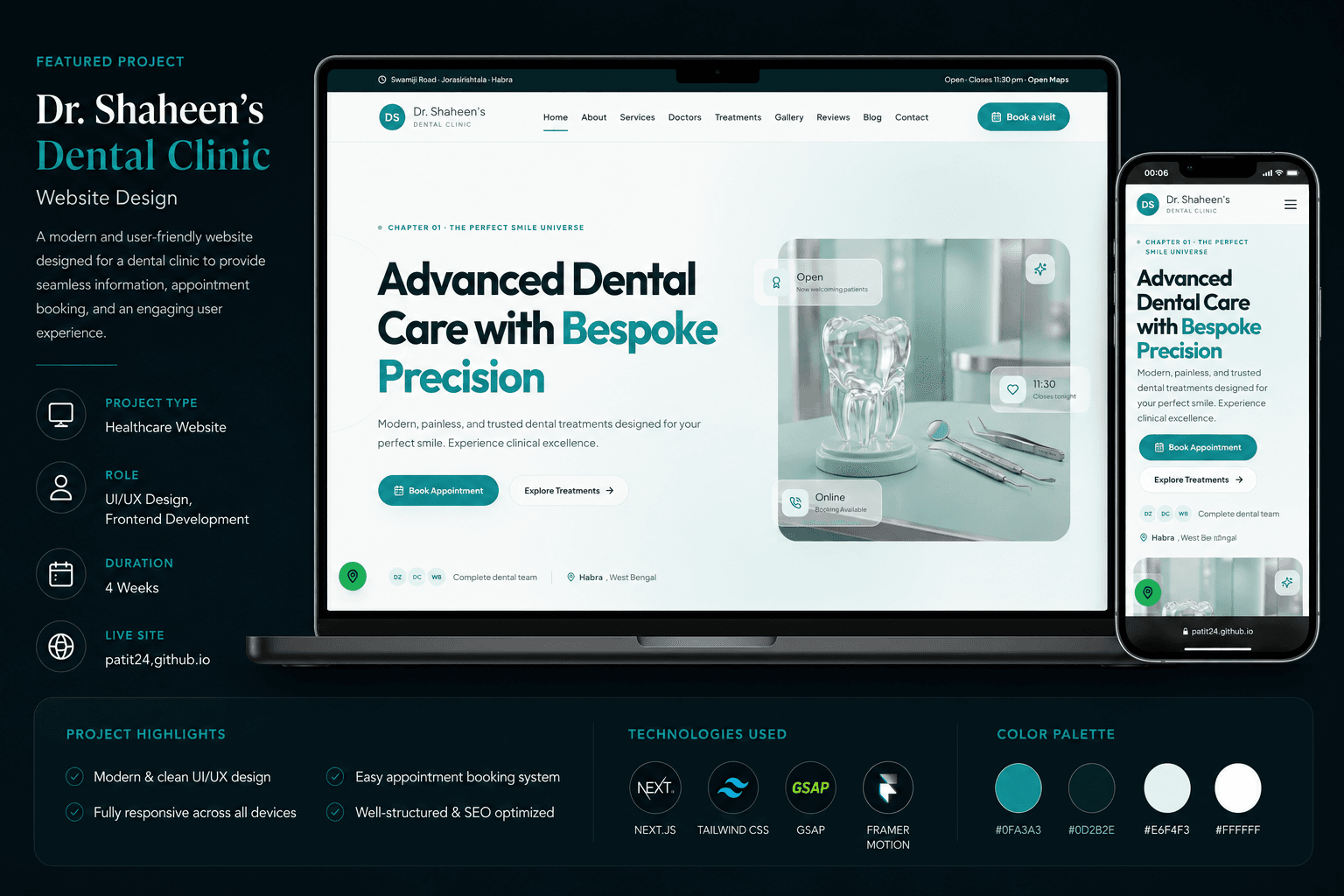 Dr. Shaheen Dental Clinic website with online booking Kolkata