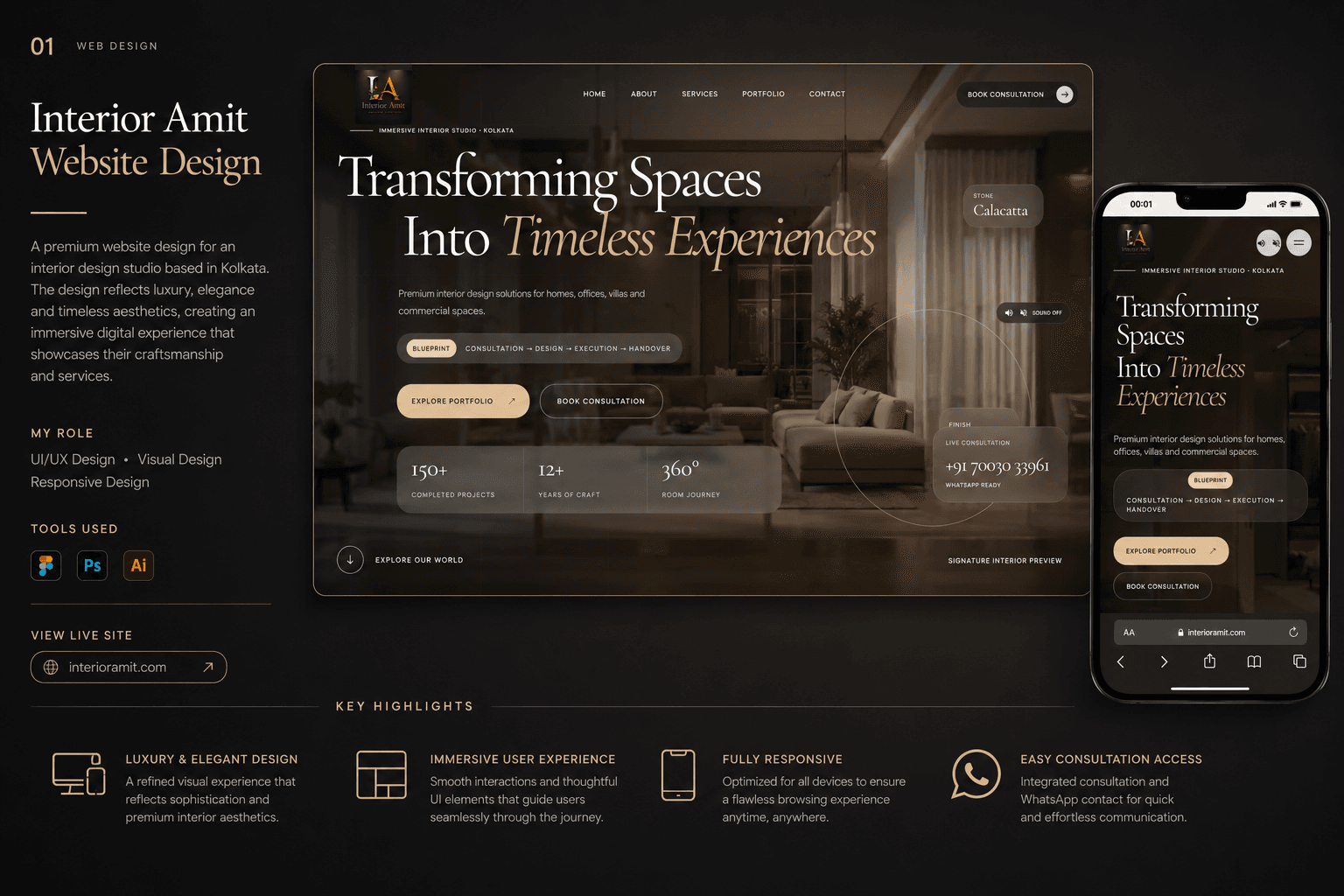 Interior Amit website design and development Kolkata